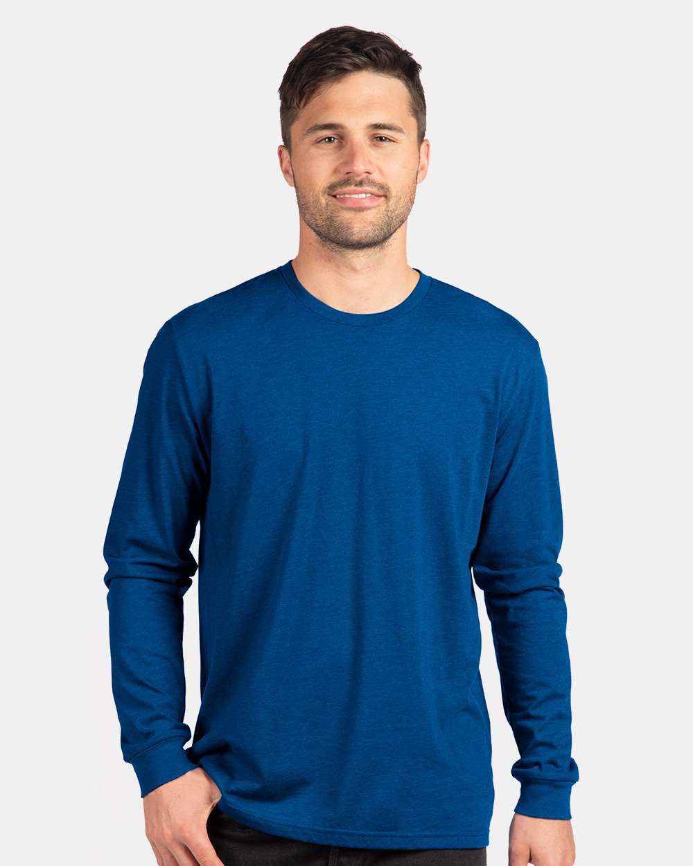 Unisex CVC Long Sleeve T-Shirt - OnModelFront - B03618752 - Royal