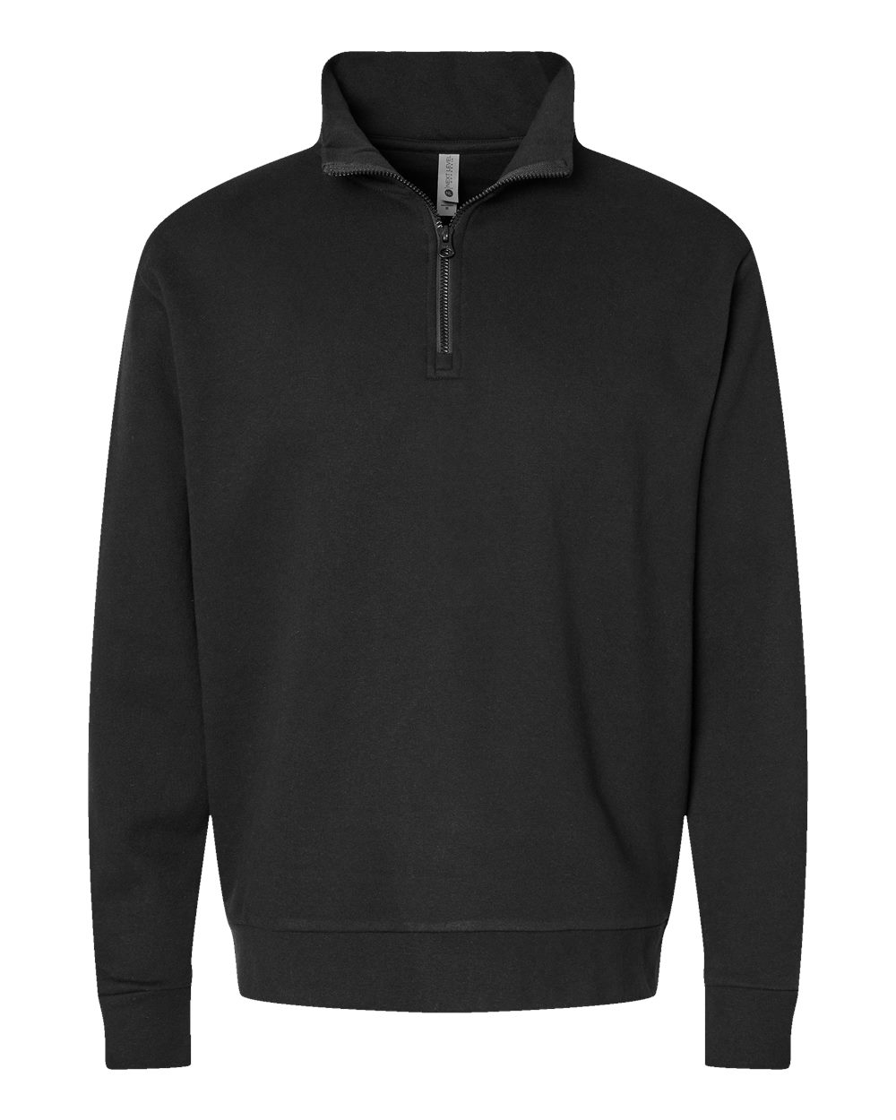 Unisex Fleece Quarter-Zip Pullover - Front - B03818502 - Black