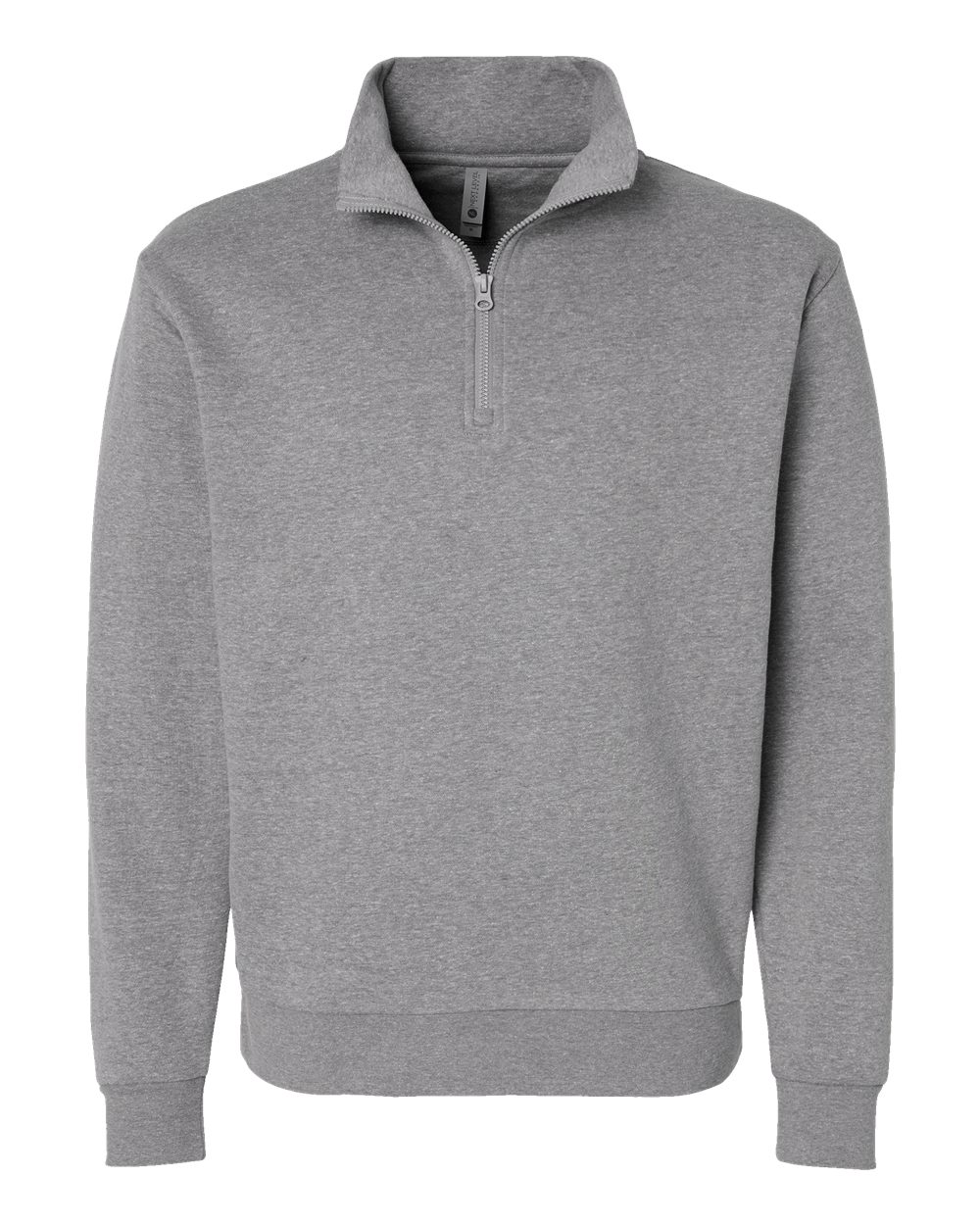 Unisex Fleece Quarter-Zip Pullover - Front - B03818582 - Heather Grey
