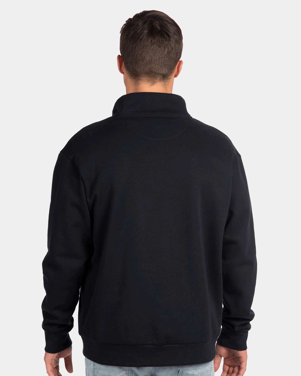 Unisex Fleece Quarter-Zip Pullover - OnModelBack - B03818502 - Black