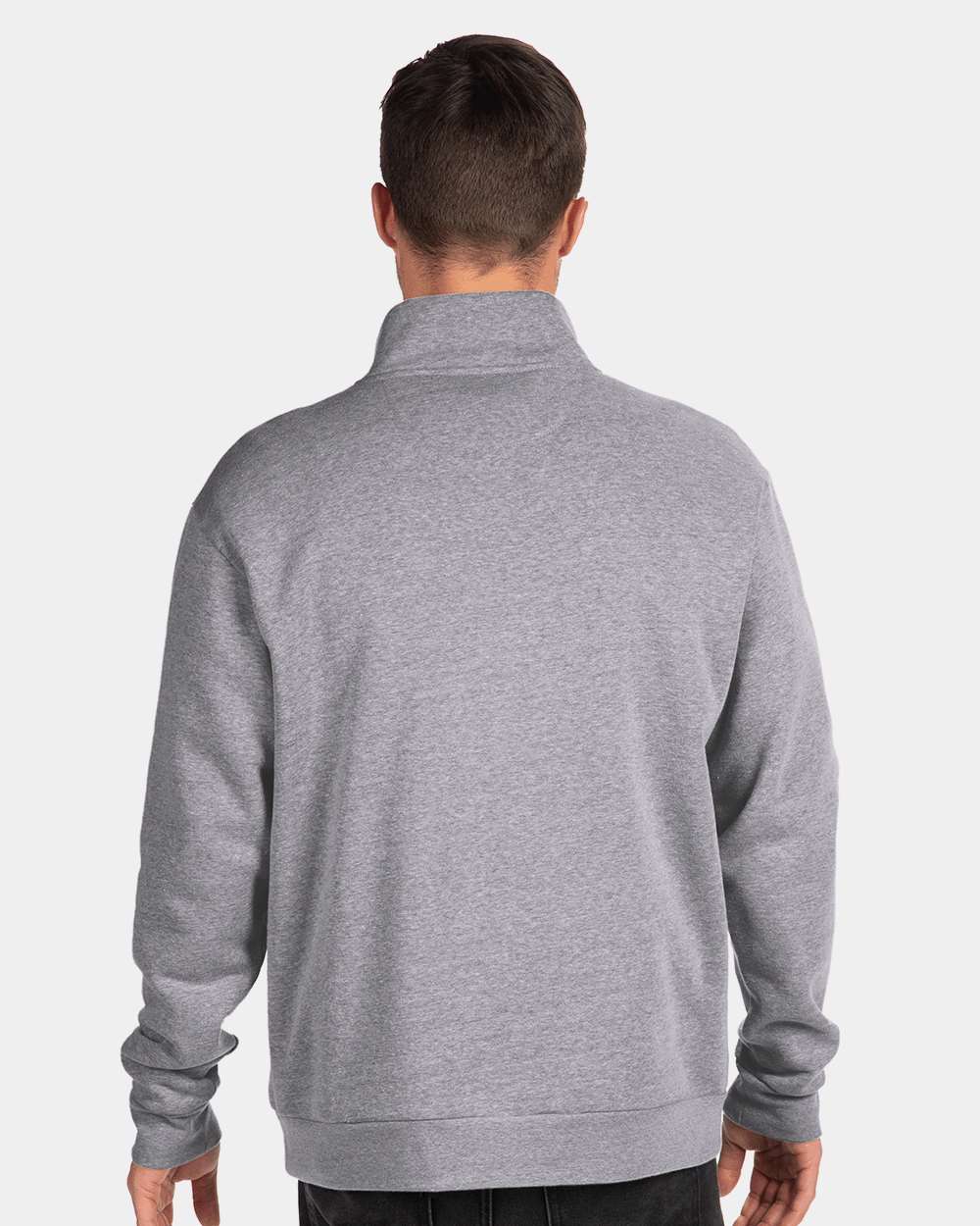 Unisex Fleece Quarter-Zip Pullover - OnModelBack - B03818582 - Heather Grey