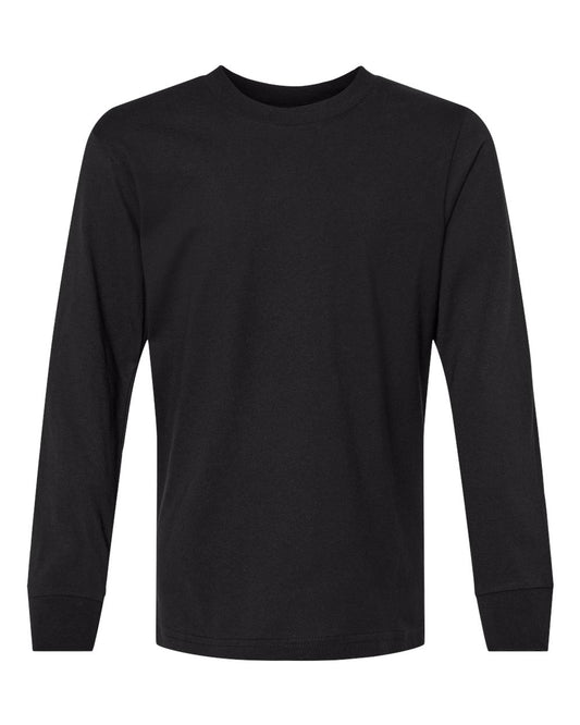 Youth Cotton Long Sleeve T-Shirt - Front - B04118502 - Black