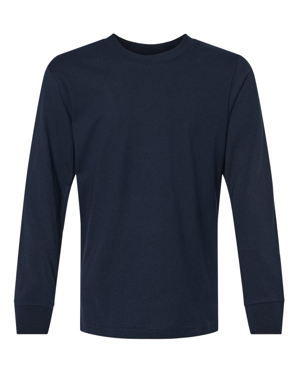 Youth Cotton Long Sleeve T-Shirt - Front - B04118652 - Midnight Navy