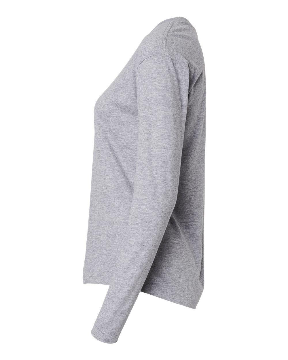 Women's Cotton Relaxed Long Sleeve T-Shirt - DirectSide - B04418582 - Heather Grey