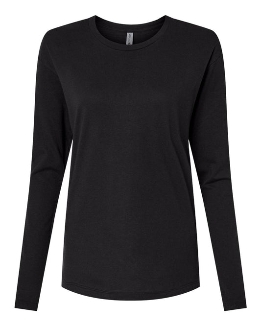 Women's Cotton Relaxed Long Sleeve T-Shirt - Front - B04418502 - Black