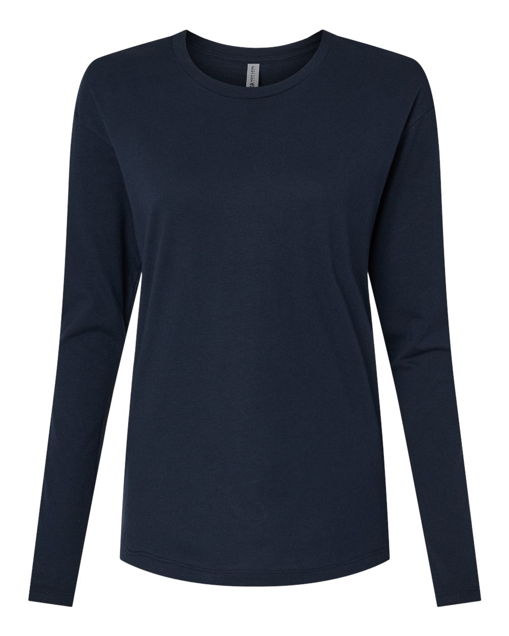 Women's Cotton Relaxed Long Sleeve T-Shirt - Front - B04418652 - Midnight Navy