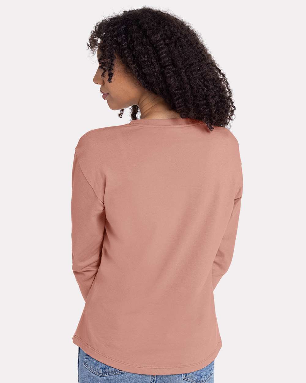 Women's Cotton Relaxed Long Sleeve T-Shirt - OnModelBack - B04418302 - Desert Pink