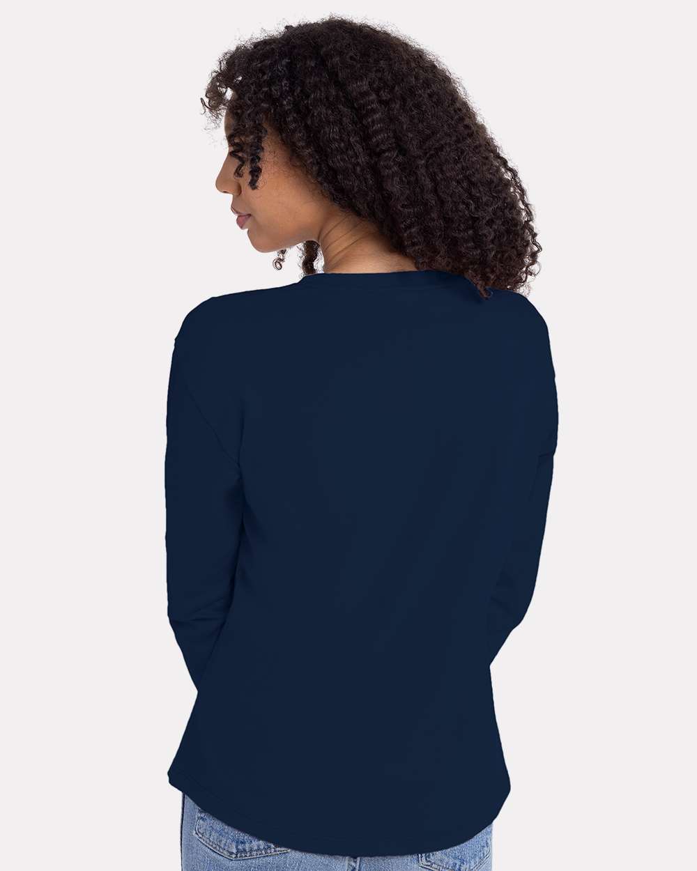 Women's Cotton Relaxed Long Sleeve T-Shirt - OnModelBack - B04418652 - Midnight Navy
