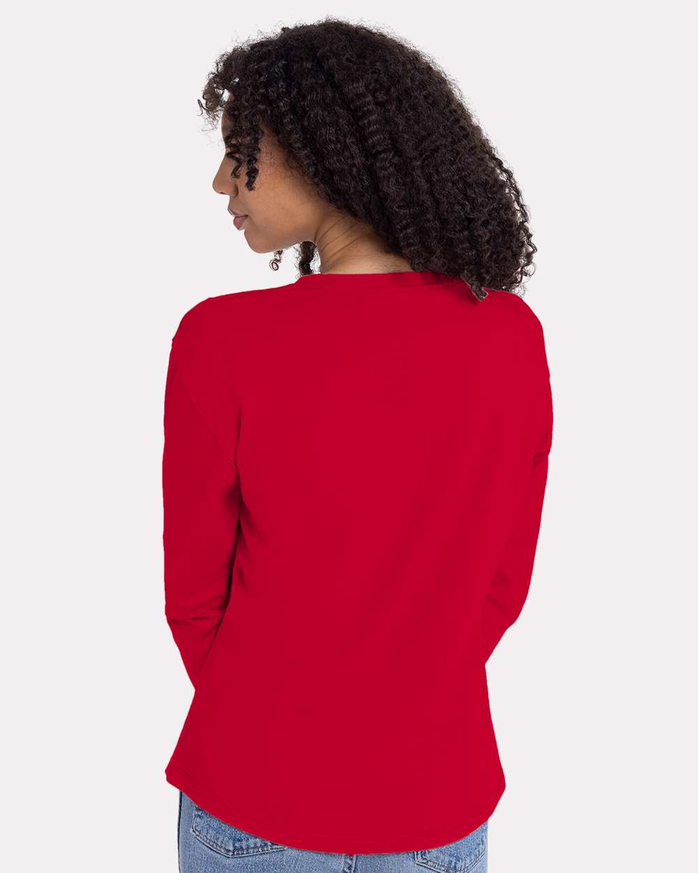 Women's Cotton Relaxed Long Sleeve T-Shirt - OnModelBack - B04418702 - Red