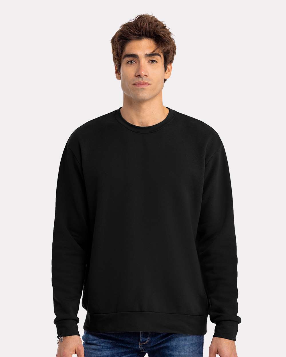 Unisex Santa Barbara Crewneck Sweatshirt - OnModelFront - B04518502 - Black