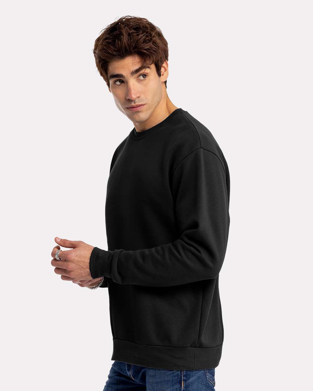 Unisex Santa Barbara Crewneck Sweatshirt - OnModelSide - B04518502 - Black