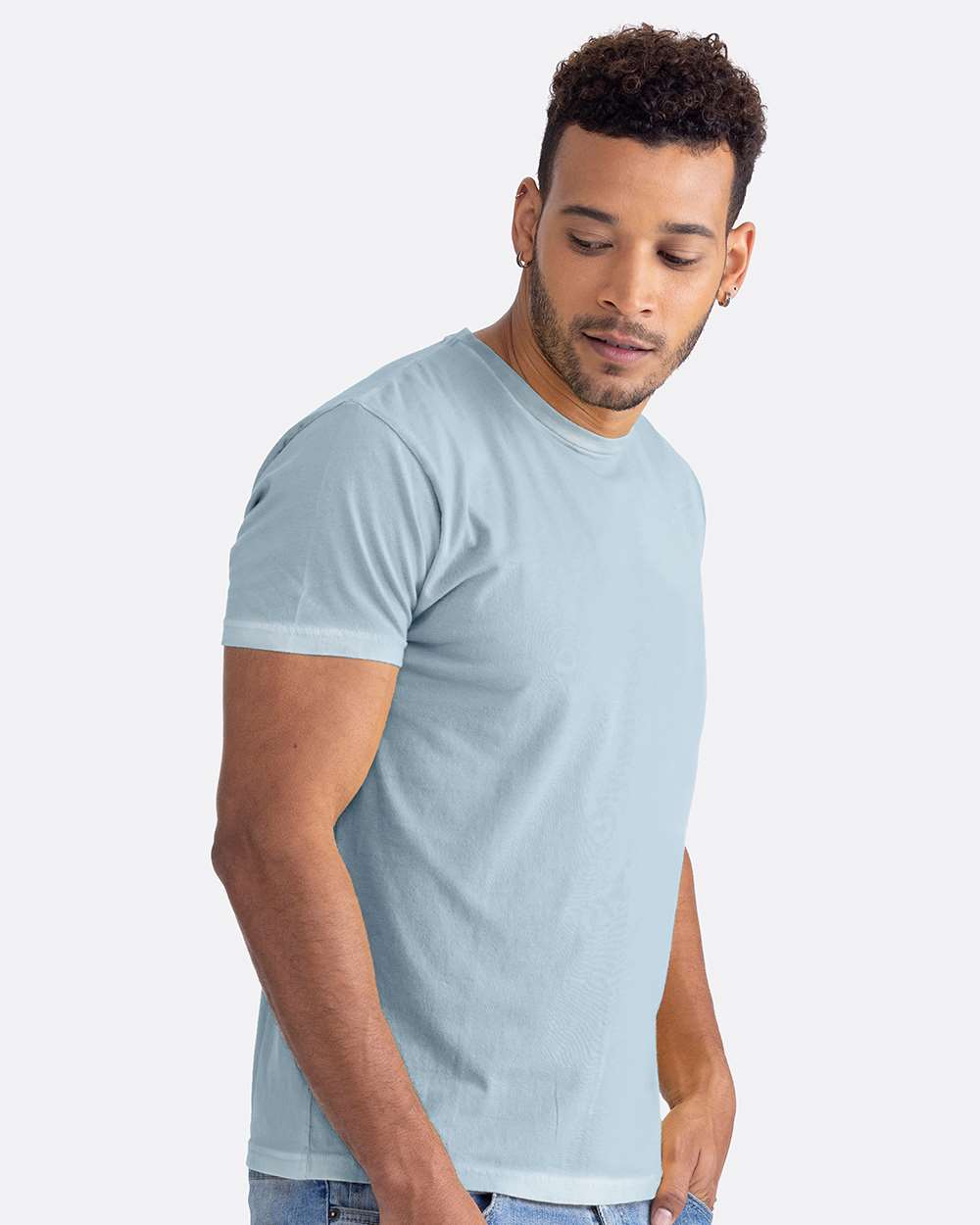 Soft Wash T-Shirt - OnModelSide - B05118252 - Washed Stonewash Denim
