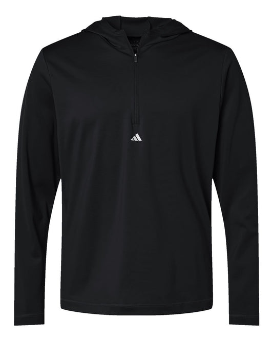 Men's Lightweight Performance Quarter-Zip Hooded Pullover - Front - B56153502 - Black