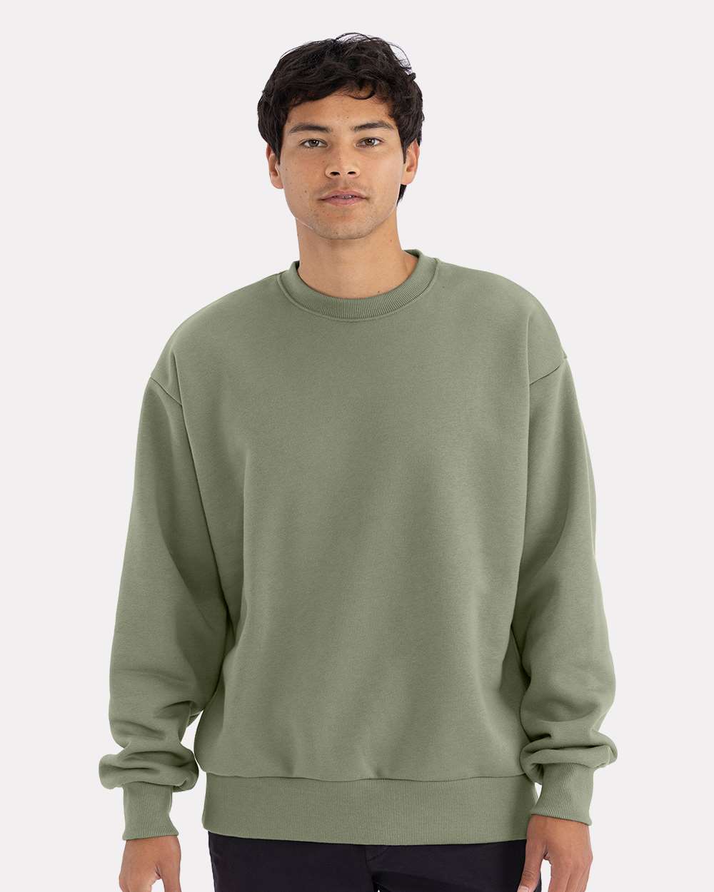 Unisex Heavyweight Crewneck Sweatshirt - OnModelFront - B05518642 - Light Olive