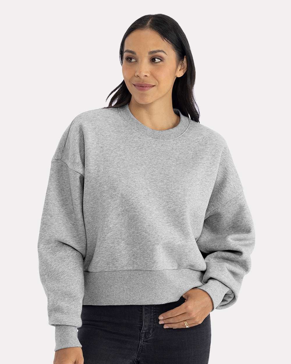 Women's Heavyweight Crewneck Sweatshirt - Front - B05718112 - Heather Grey