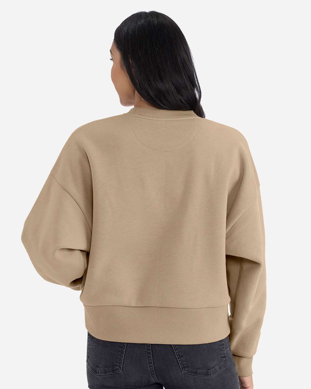 Women's Heavyweight Crewneck Sweatshirt - OnModelBack - B05718242 - Tan