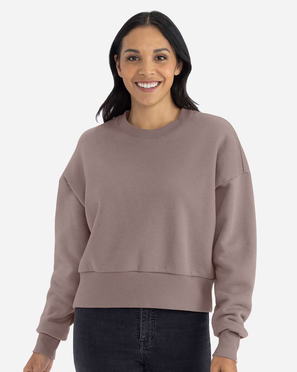 Women's Heavyweight Crewneck Sweatshirt - OnModelFront - B05718012 - Shiitake