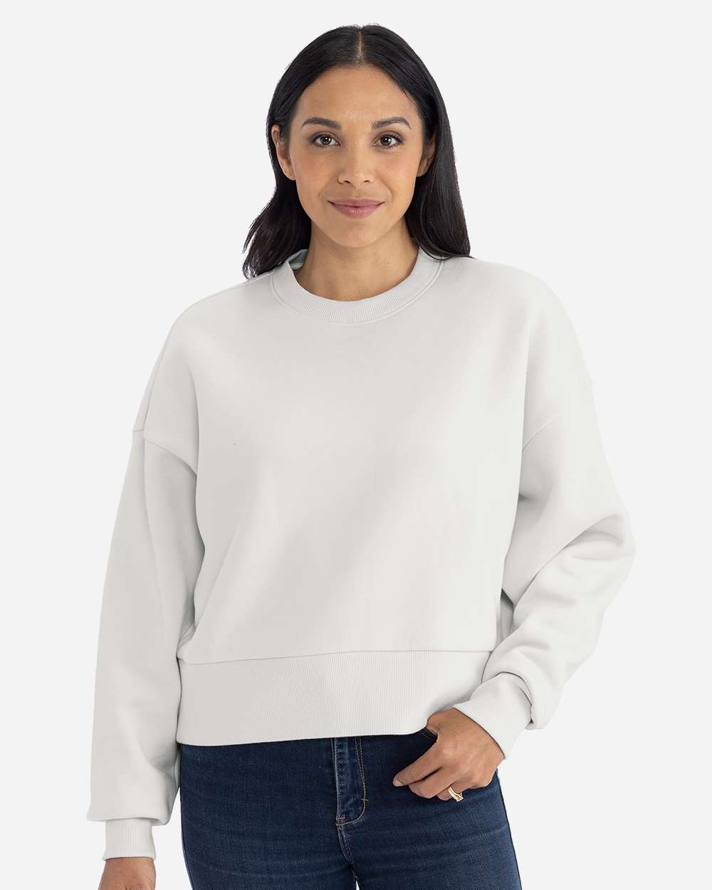 Women's Heavyweight Crewneck Sweatshirt - OnModelFront - B05718092 - Bone