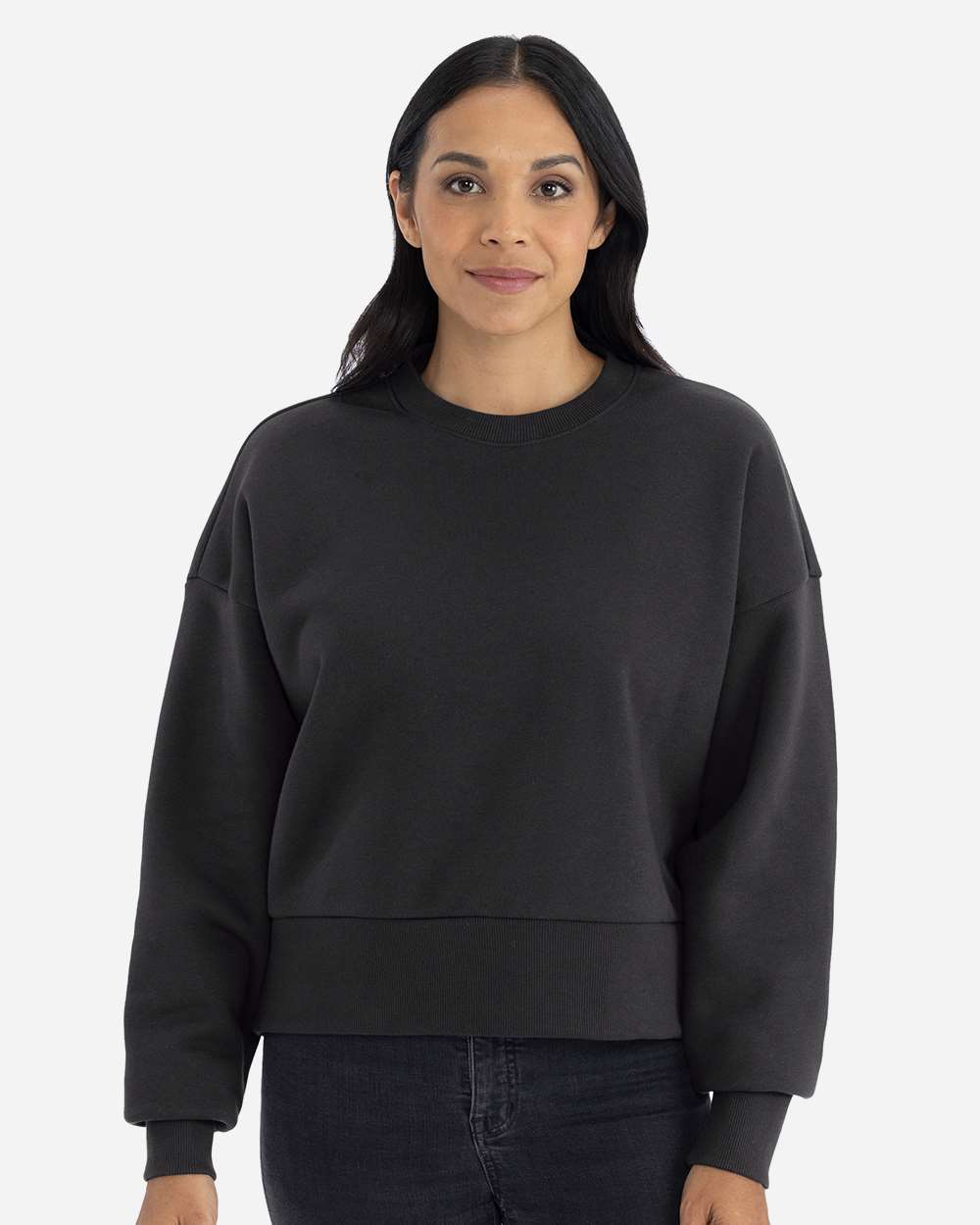 Women's Heavyweight Crewneck Sweatshirt - OnModelFront - B05718102 - Graphite Black