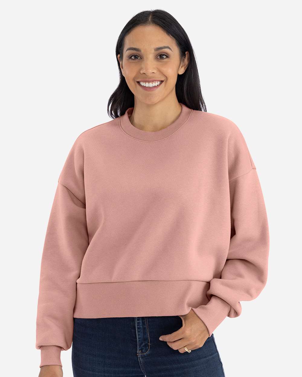 Women's Heavyweight Crewneck Sweatshirt - OnModelFront - B05718302 - Desert Pink