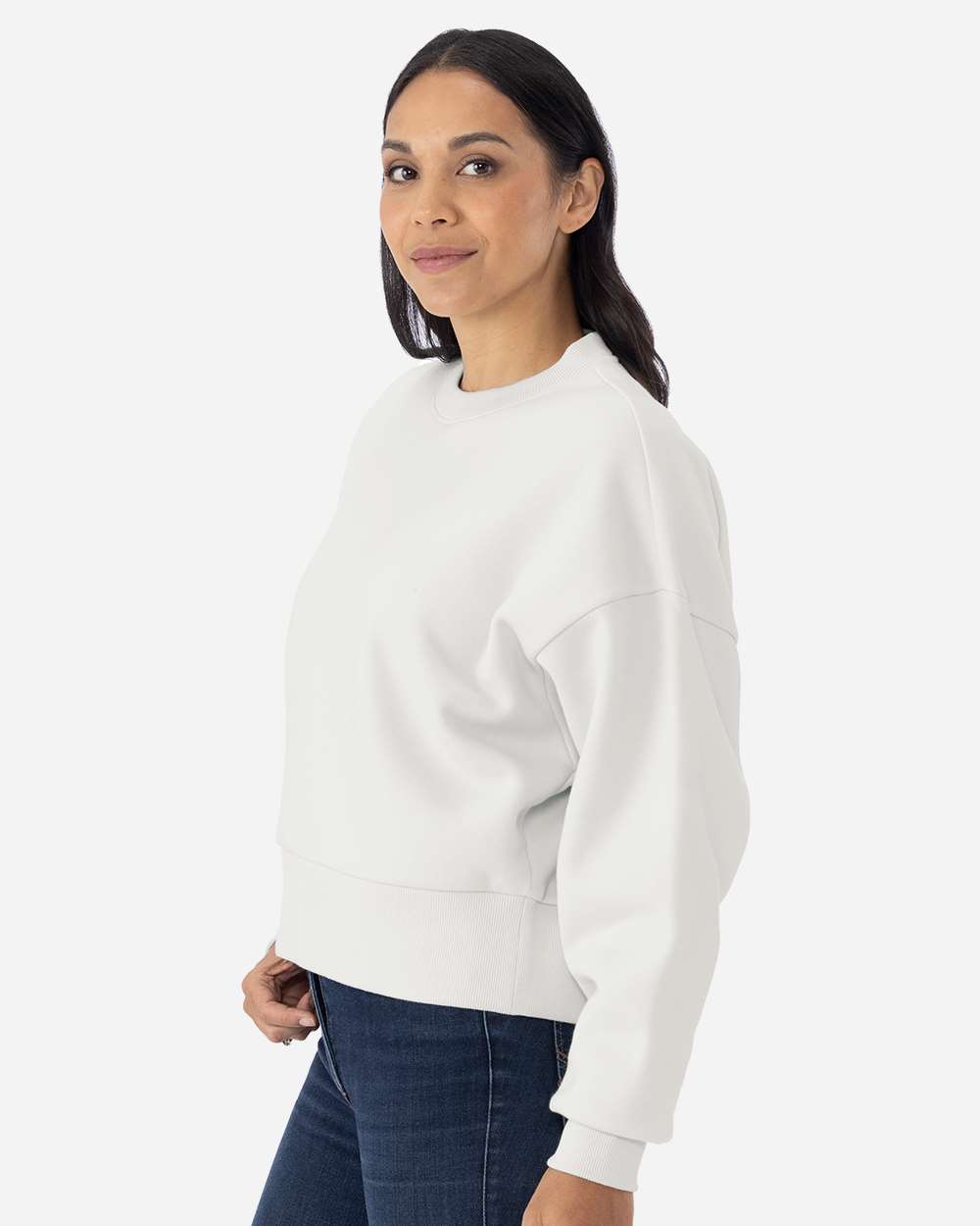 Women's Heavyweight Crewneck Sweatshirt - OnModelSide - B05718092 - Bone