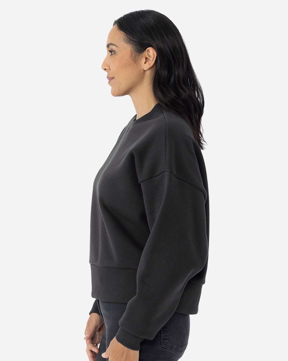 Women's Heavyweight Crewneck Sweatshirt - OnModelSide - B05718102 - Graphite Black