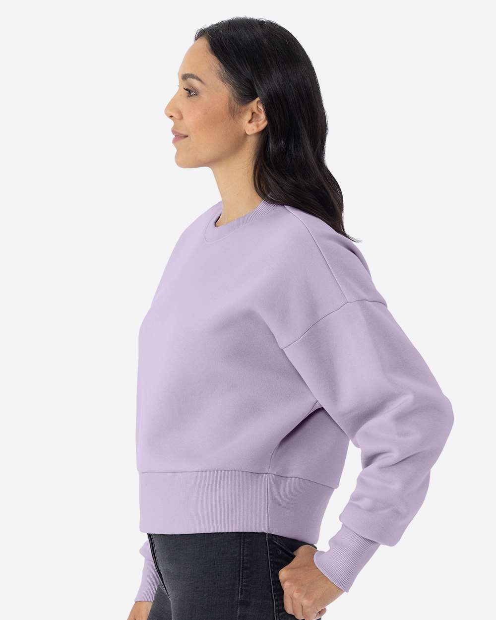 Women's Heavyweight Crewneck Sweatshirt - OnModelSide - B05718212 - Lavender