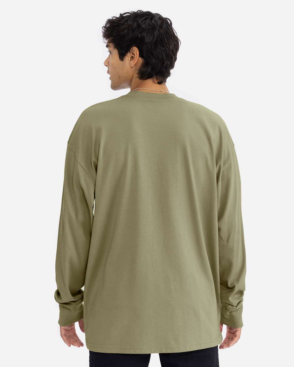 Heavyweight Long Sleeve T-Shirt - OnModelBack - B00218642 - Light Olive