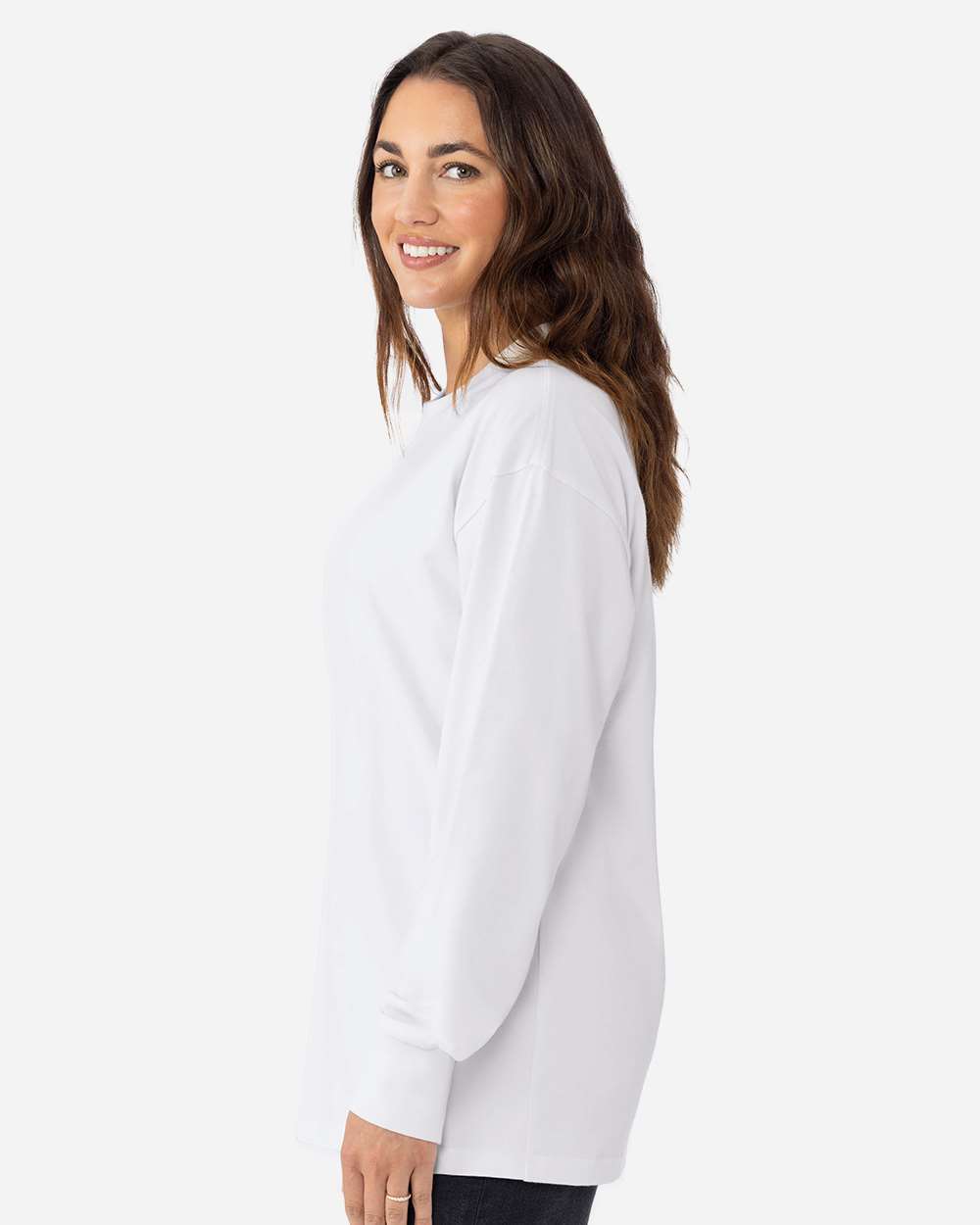 Heavyweight Long Sleeve T-Shirt - OnModelSide - B00218002 - White