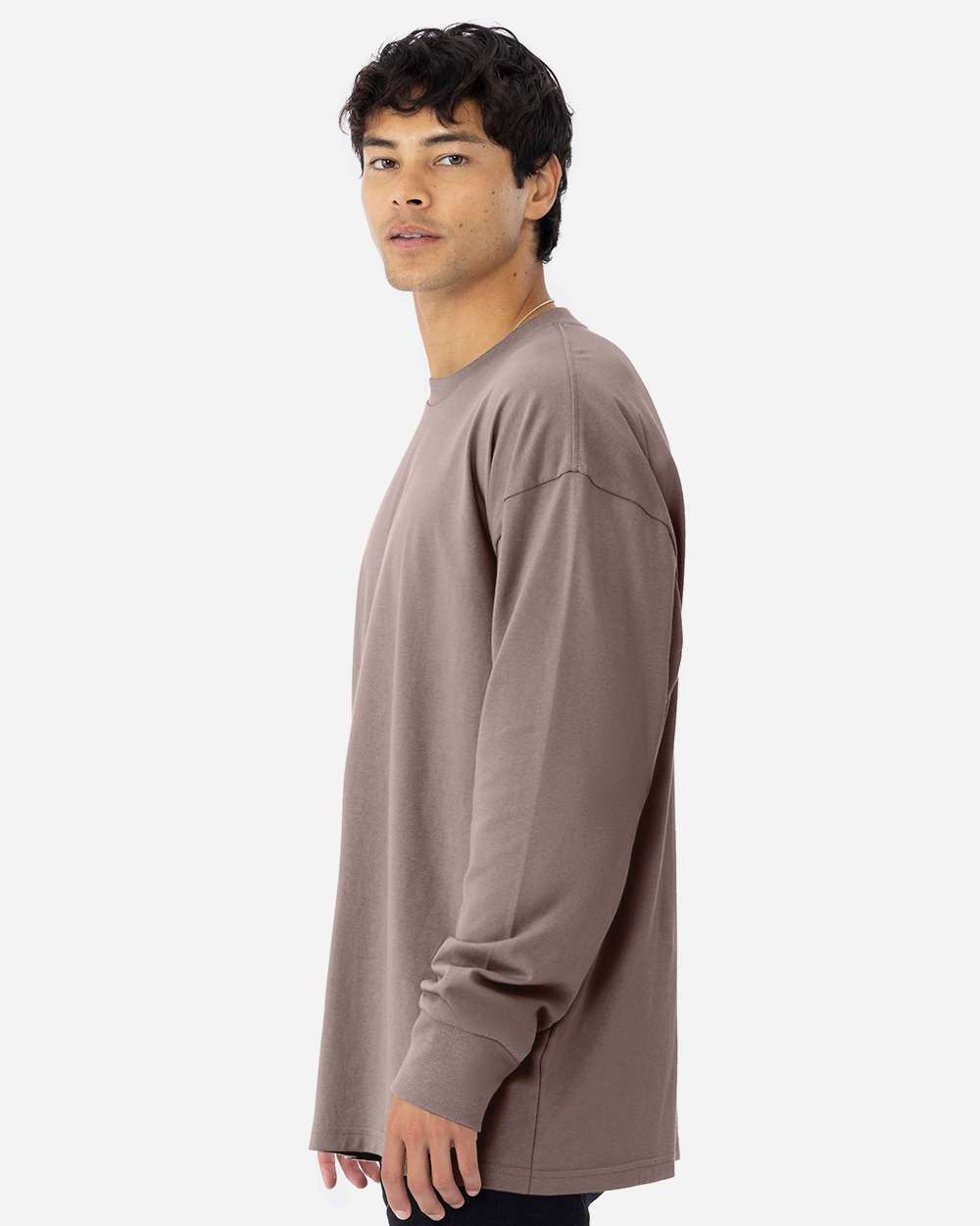 Heavyweight Long Sleeve T-Shirt - OnModelSide - B00218012 - Shiitake
