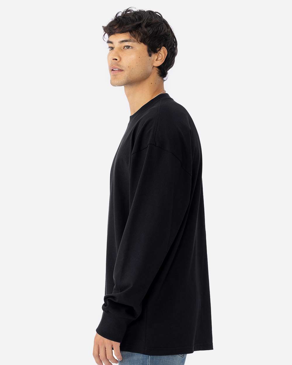 Heavyweight Long Sleeve T-Shirt - OnModelSide - B00218502 - Black