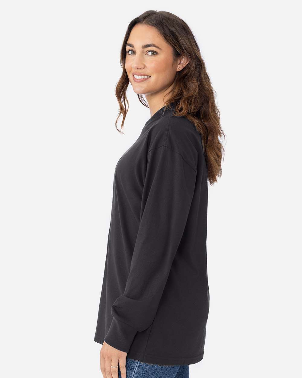 Heavyweight Long Sleeve T-Shirt - OnModelSide - B00218572 - Graphite Black