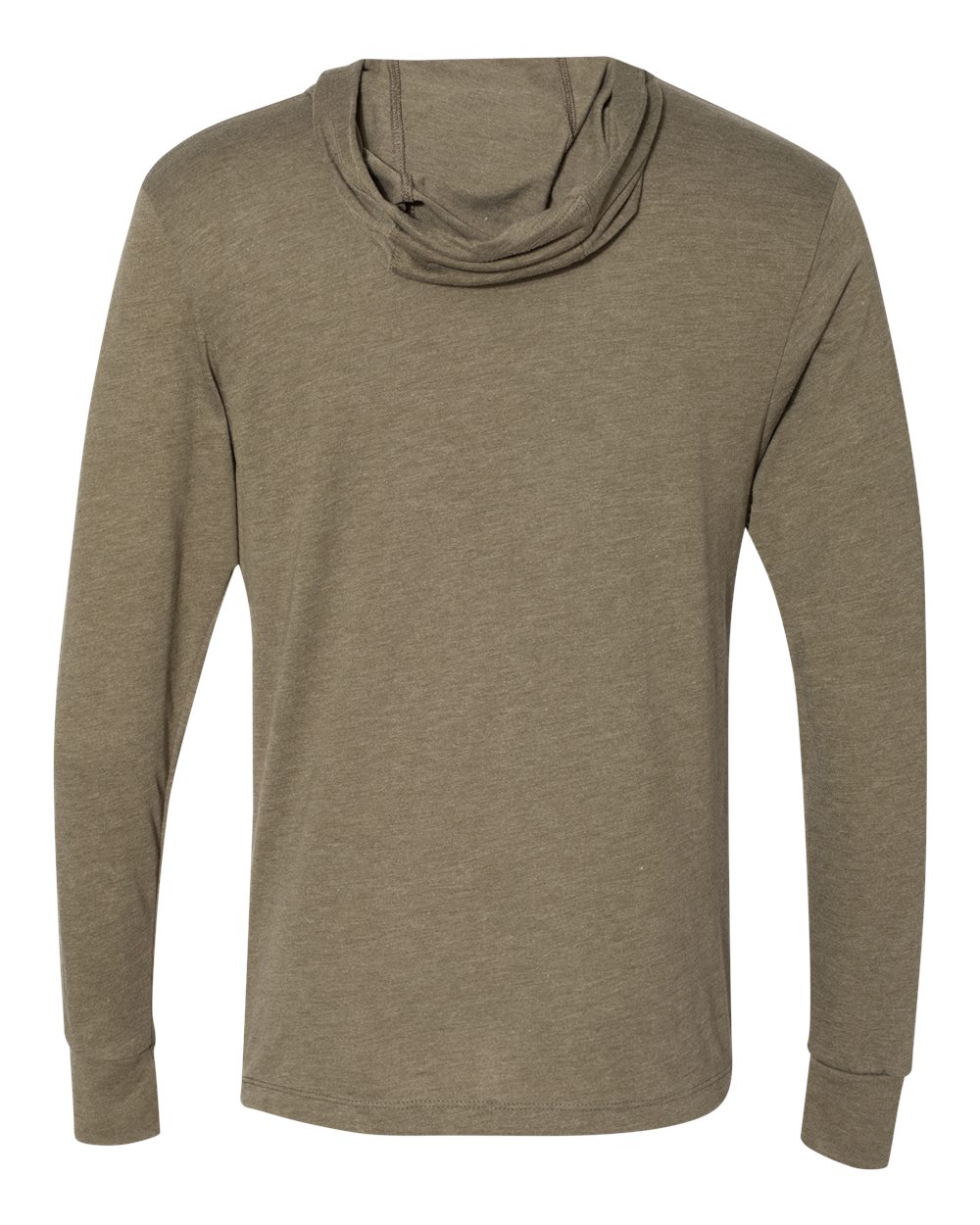 Unisex Triblend Hooded Long Sleeve Pullover T-Shirt - Back - B82018062 - Military Green