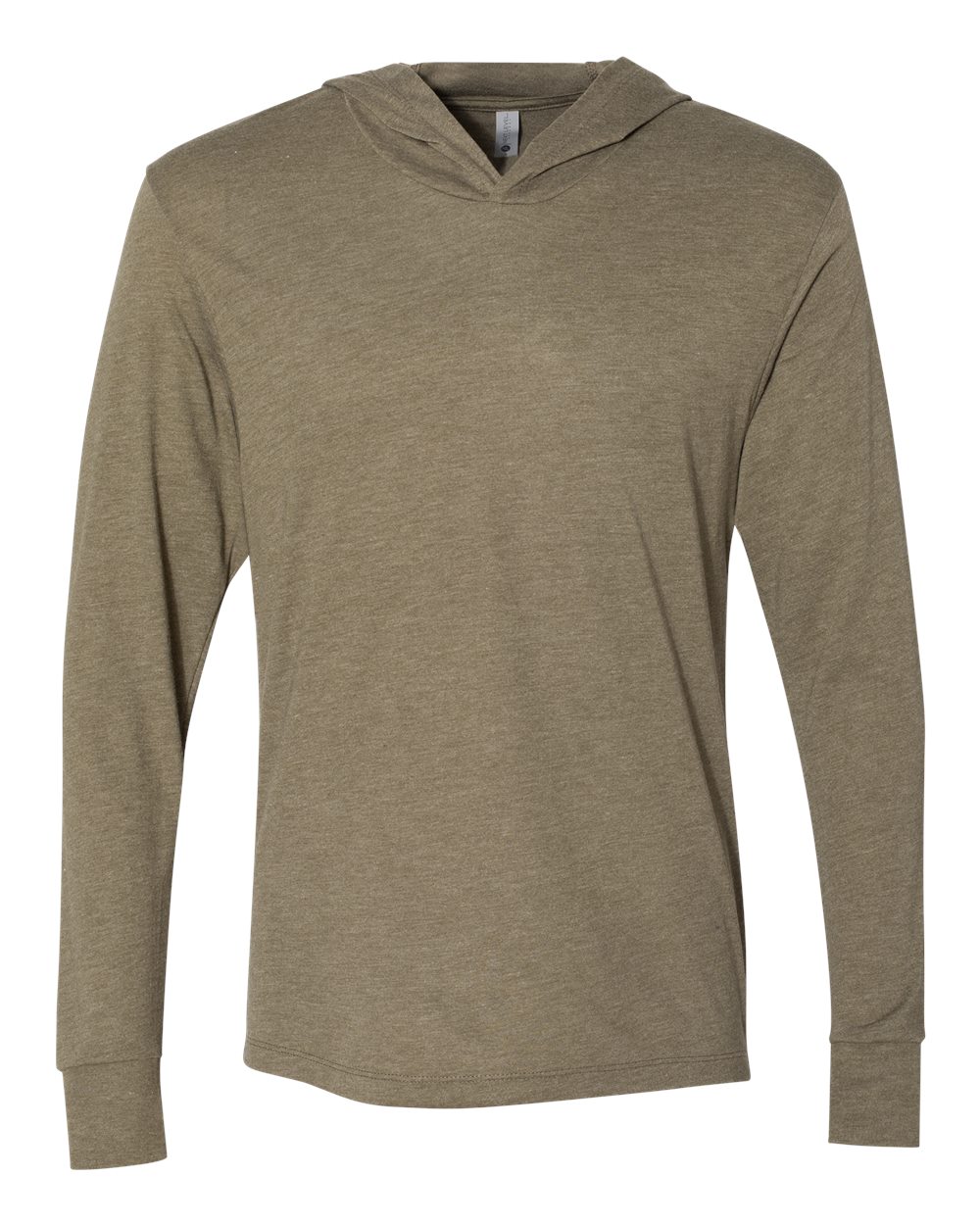 Unisex Triblend Hooded Long Sleeve Pullover T-Shirt - Front - B82018062 - Military Green