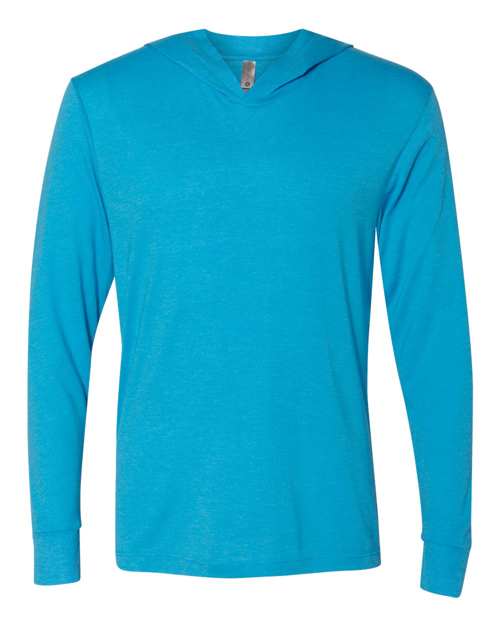 Unisex Triblend Hooded Long Sleeve Pullover T-Shirt - Front - B82018762 - Vintage Turquoise