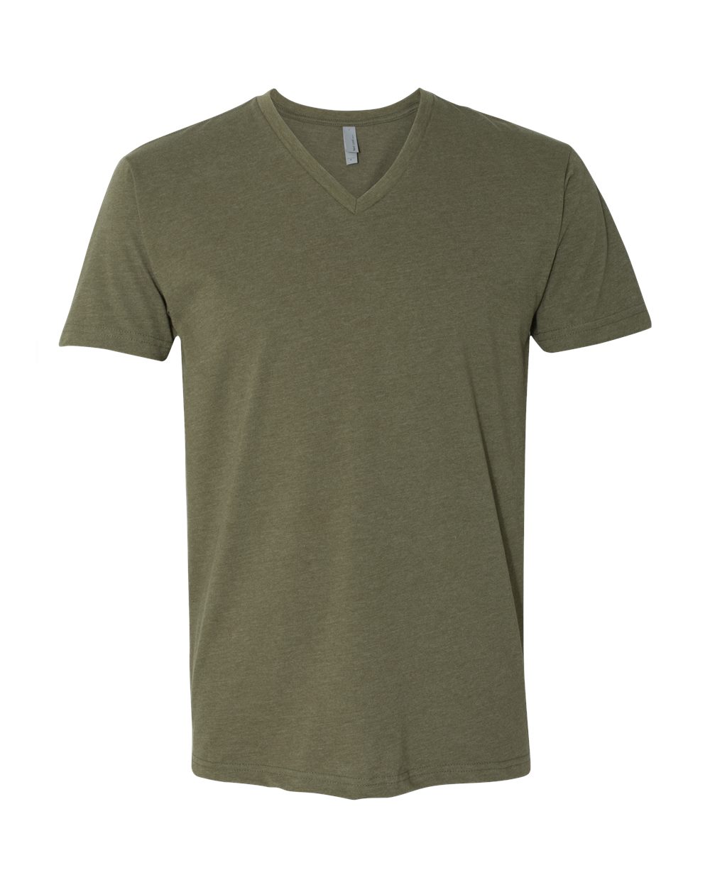 Men's CVC V-Neck T-Shirt - Front - B21918063 - Military Green