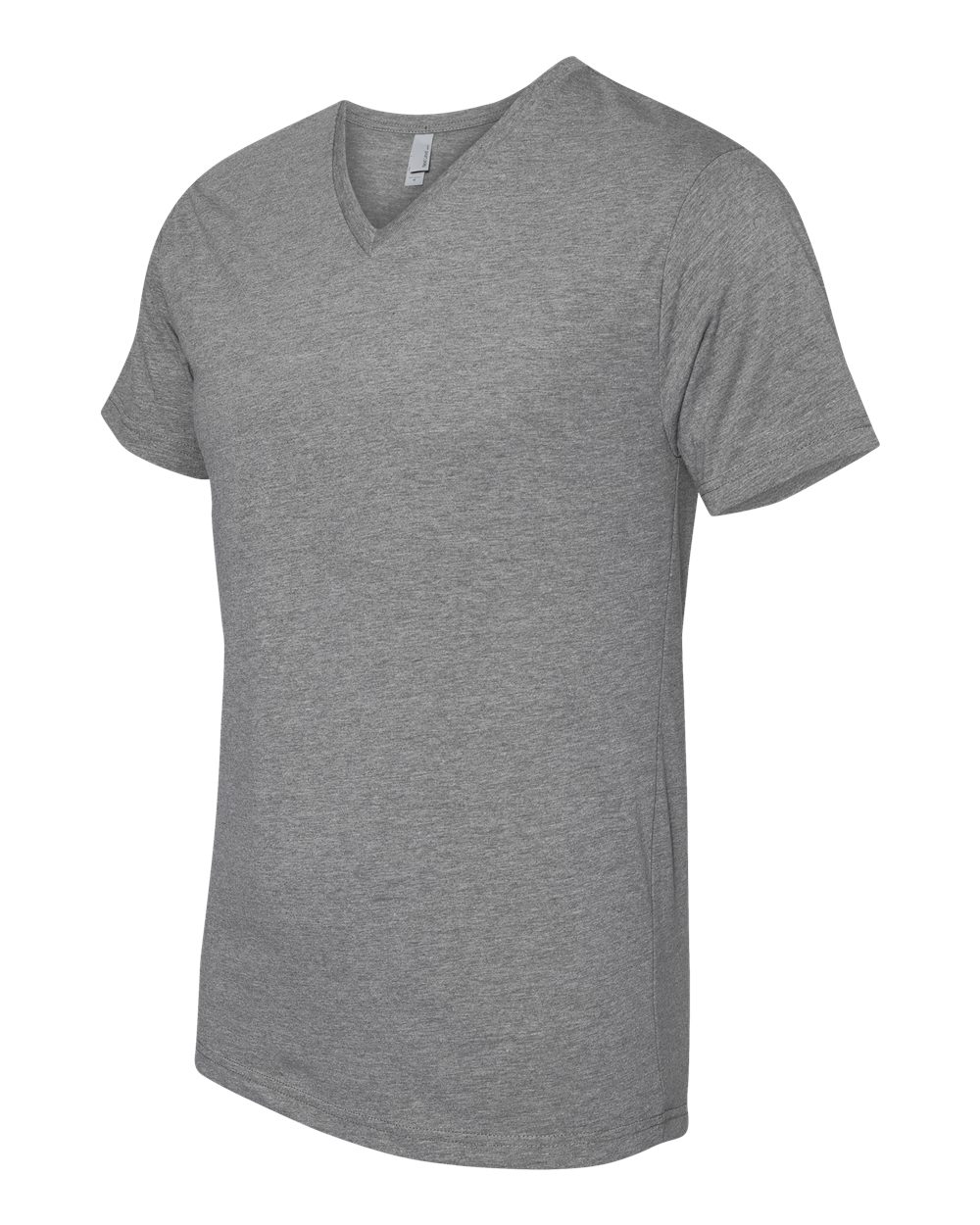 Men's CVC V-Neck T-Shirt - Side - B21918593 - Dark Heather Grey