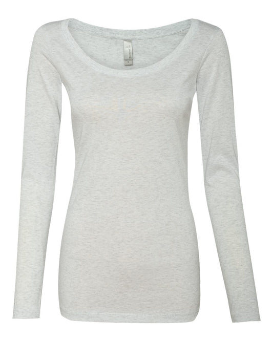 Women’s Triblend Scoop Neck Long Sleeve T-Shirt - Front - B88018007 - Heather White