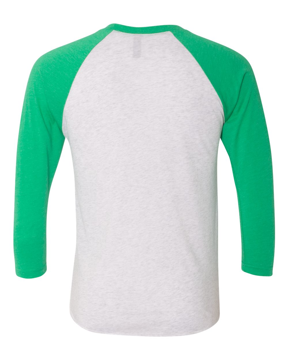 Unisex Triblend Three-Quarter Raglan T-Shirt - Back - B56818192 - Envy Sleeves/ Heather White Body