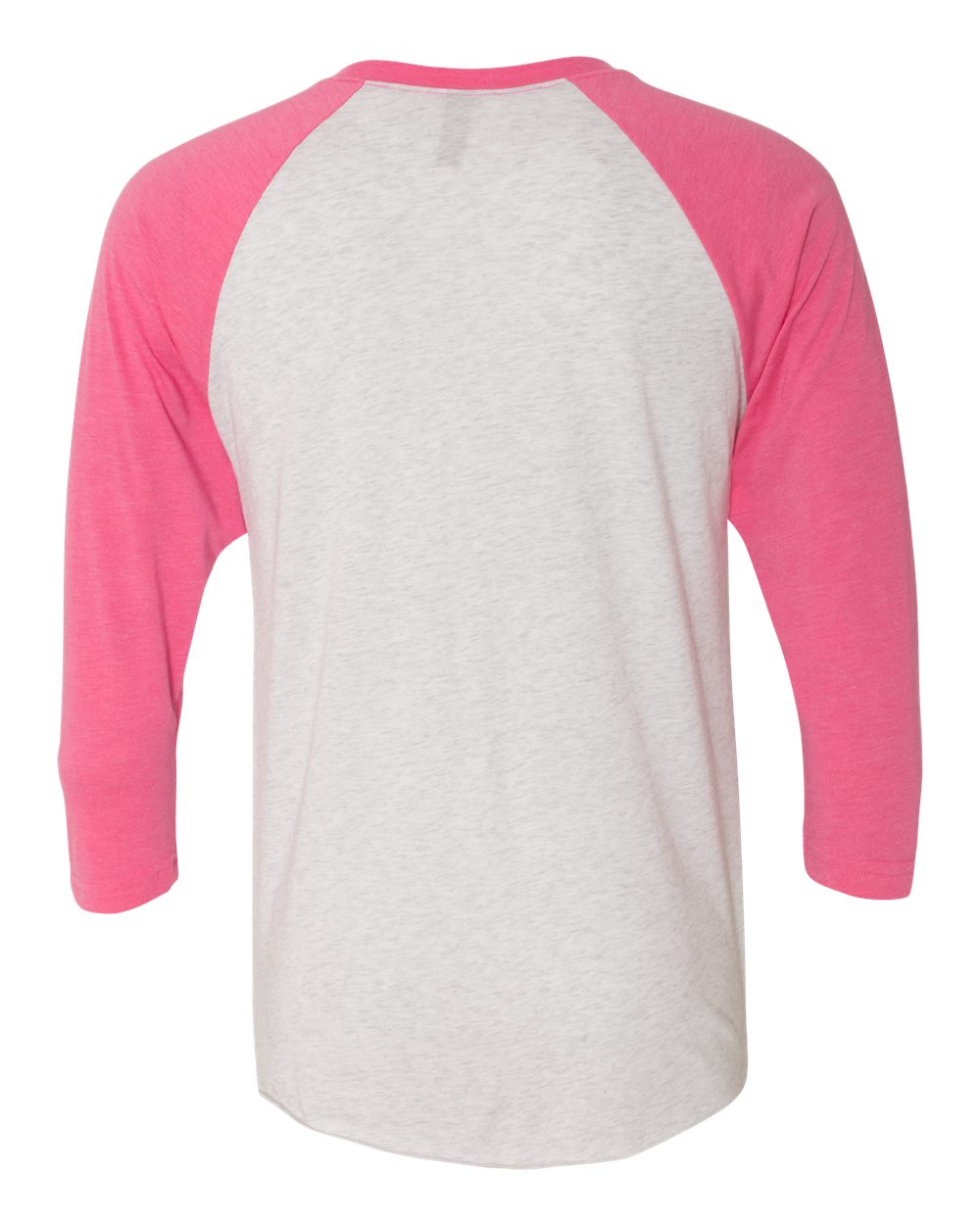 Unisex Triblend Three-Quarter Raglan T-Shirt - Back - B56818302 - Vintage Pink Sleeves/ Heather White Body