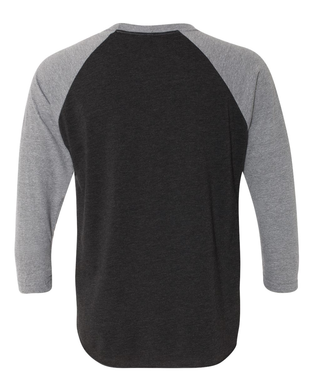 Unisex Triblend Three-Quarter Raglan T-Shirt - Back - B56818492 - Premium Heather Sleeves/ Vintage Black Body