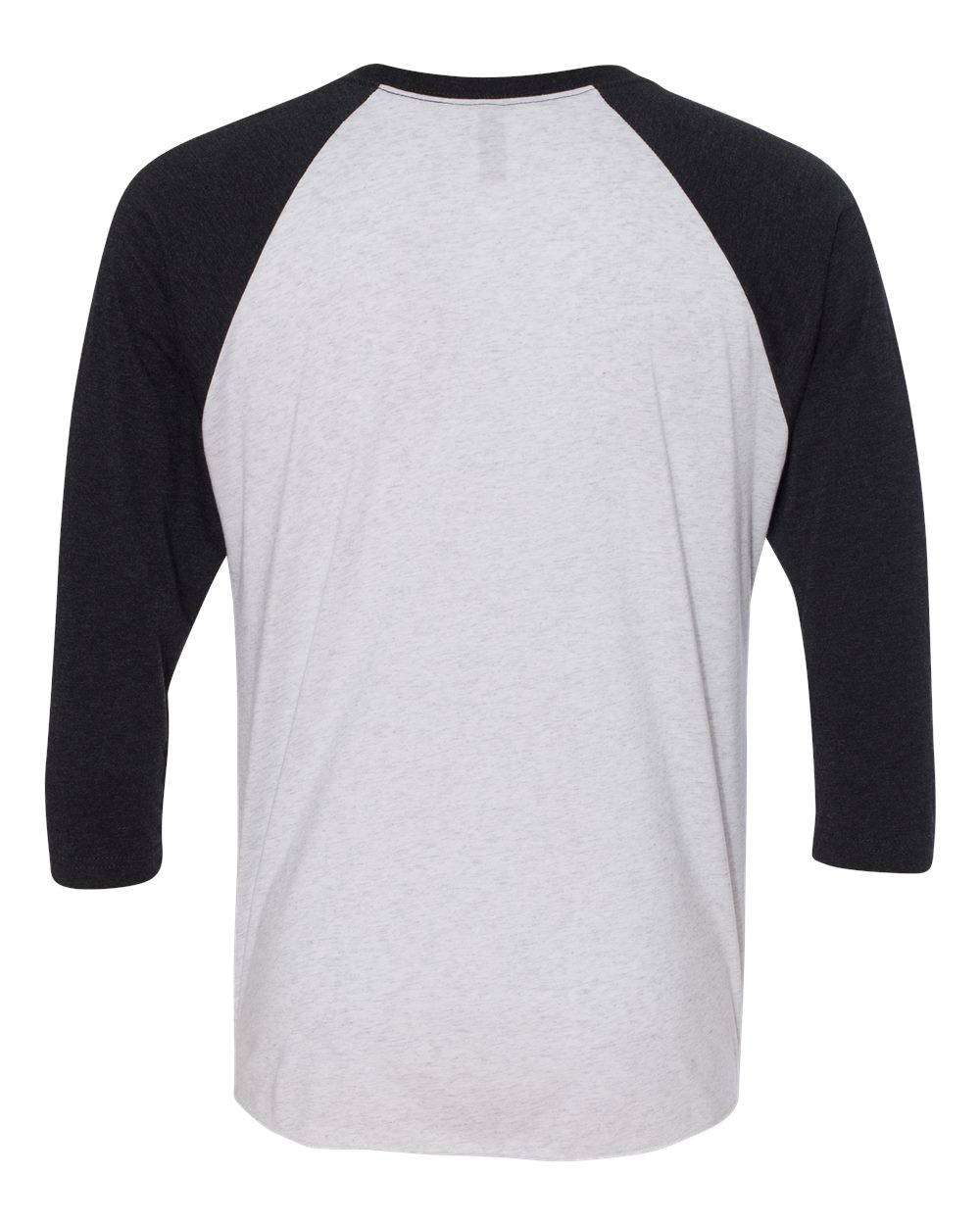 Unisex Triblend Three-Quarter Raglan T-Shirt - Back - B56818502 - Vintage Black Sleeves/ Heather White Body