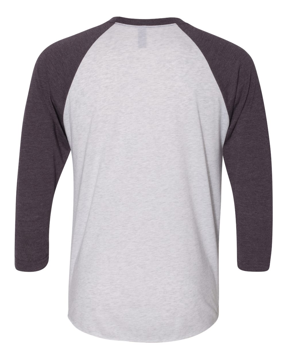 Unisex Triblend Three-Quarter Raglan T-Shirt - Back - B56818532 - Vintage Purple Sleeves/ Heather White Body