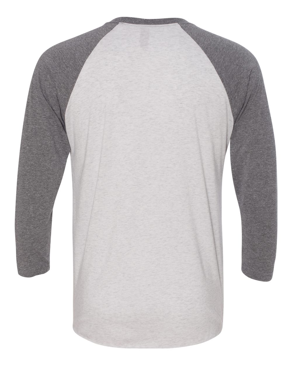 Unisex Triblend Three-Quarter Raglan T-Shirt - Back - B56818582 - Premium Heather Sleeves/ Heather White Body