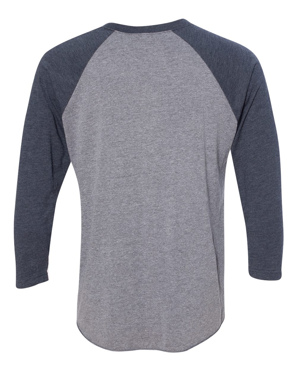 Unisex Triblend Three-Quarter Raglan T-Shirt - Back - B56818612 - Vintage Navy Sleeves/ Premium Heather Body