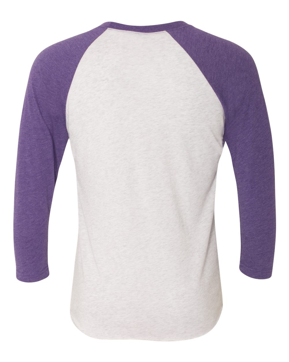 Unisex Triblend Three-Quarter Raglan T-Shirt - Back - B56818672 - Purple Rush Sleeves/ Heather White Body