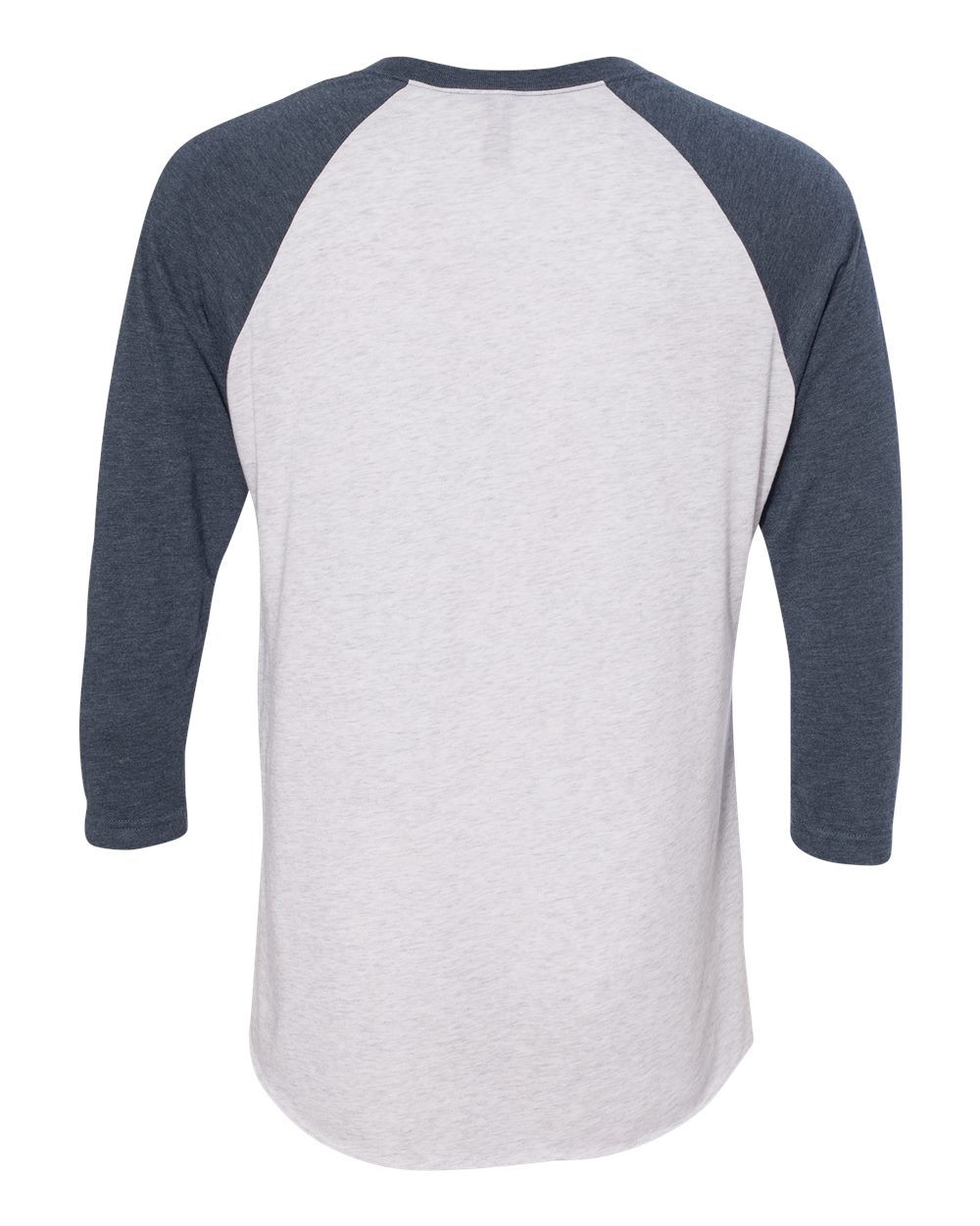 Unisex Triblend Three-Quarter Raglan T-Shirt - Back - B56818682 - Indigo Sleeves/ Heather White Body