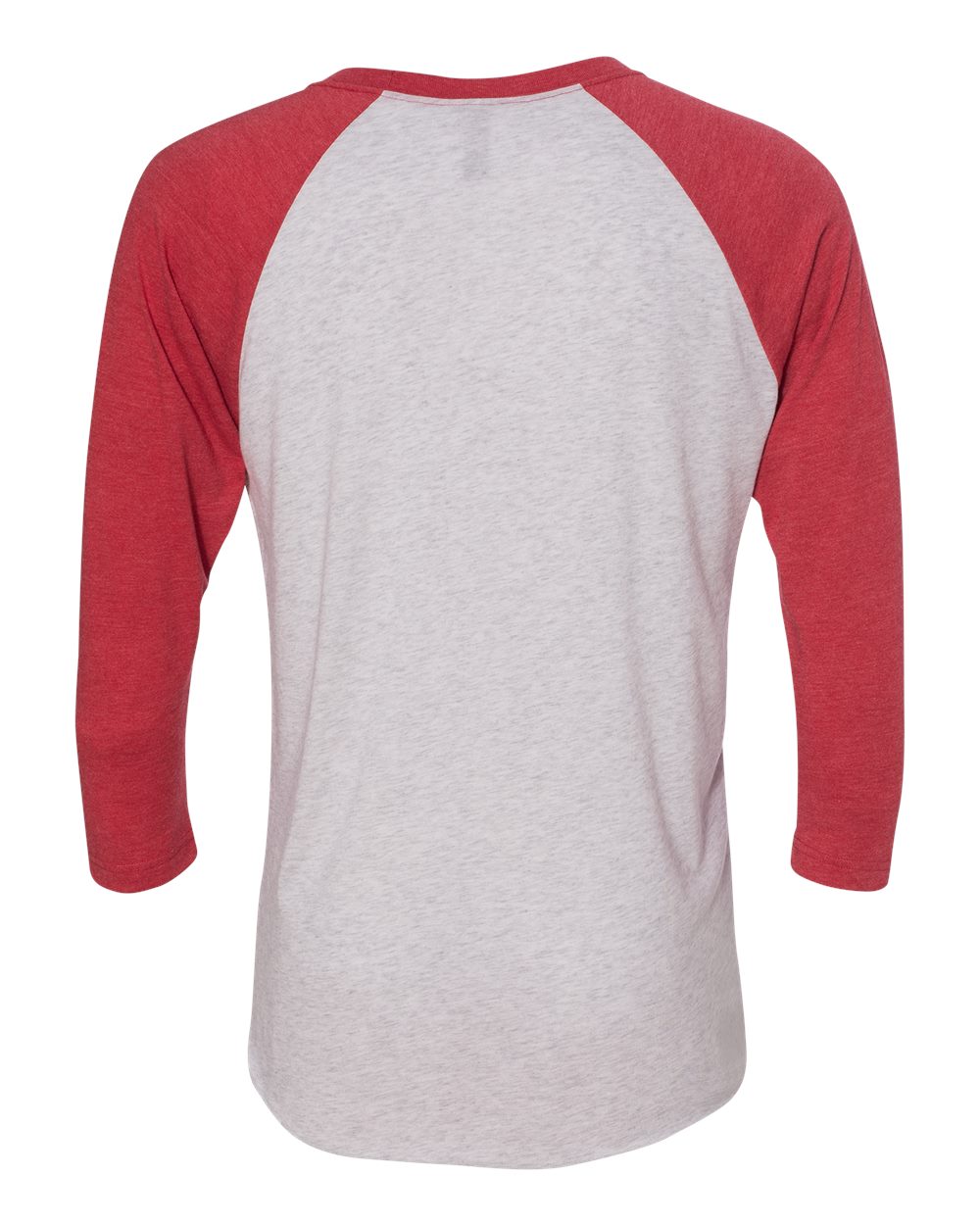 Unisex Triblend Three-Quarter Raglan T-Shirt - Back - B56818702 - Vintage Red Sleeves/ Heather White Body