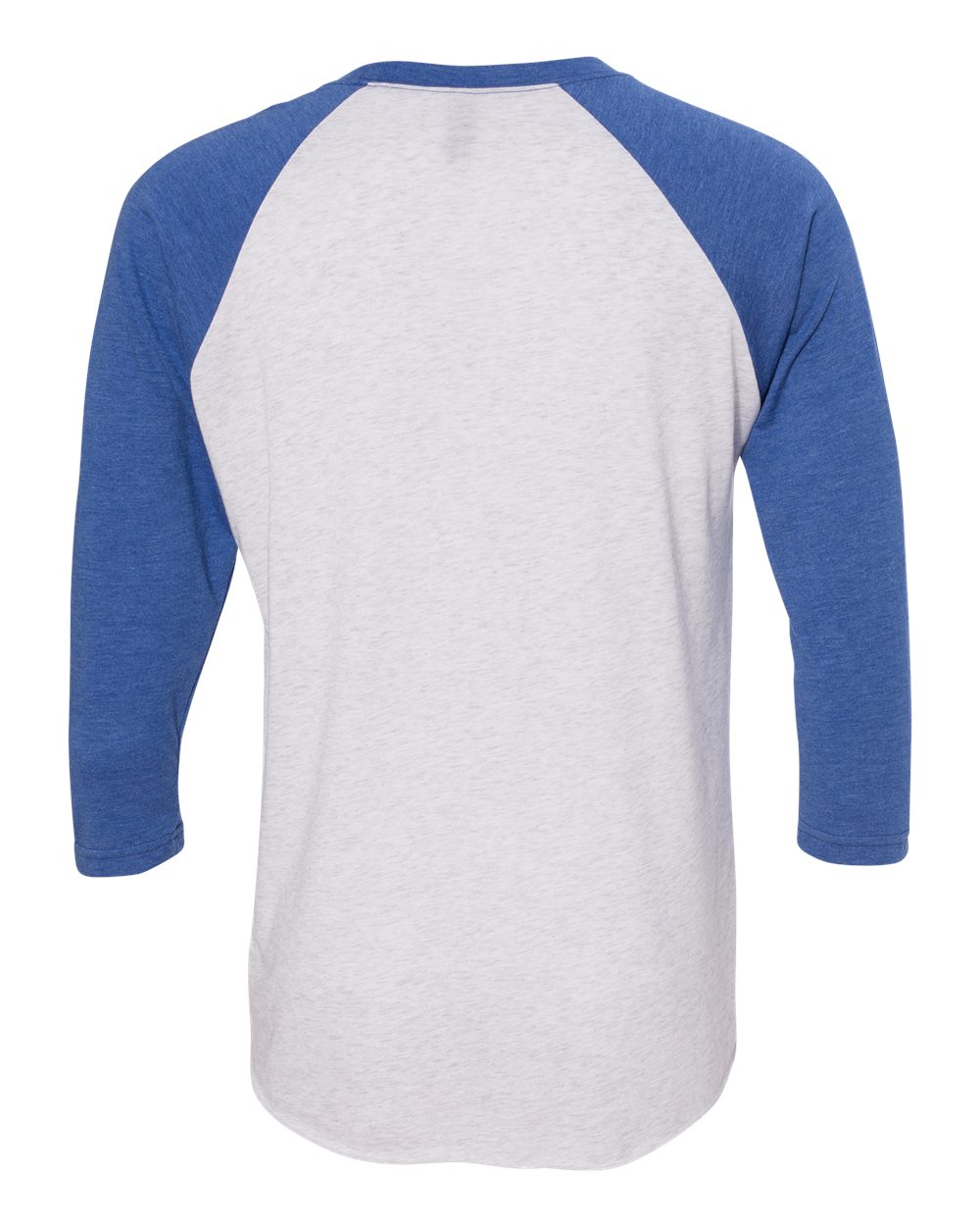 Unisex Triblend Three-Quarter Raglan T-Shirt - Back - B56818752 - Vintage Royal Sleeves/ Heather White Body