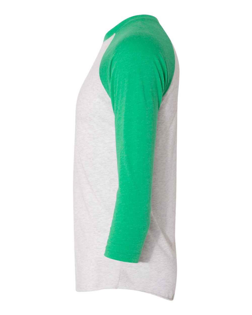 Unisex Triblend Three-Quarter Raglan T-Shirt - DirectSide - B56818192 - Envy Sleeves/ Heather White Body